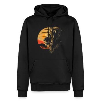 Løve vildkat - Herre Premium økologisk hoodie - sort - Foran - Nico (187cm)