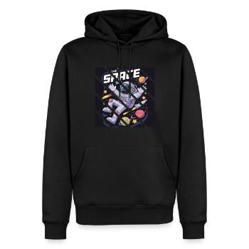 Rétro L’astronaute de l’espace Planètes spatiales - Sweat à capuche Premium bio Homme - noir - Devant - Nico (187cm)