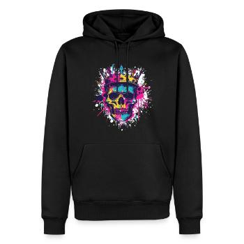 Couronne de crâne de roi - Sweat à capuche Premium bio Homme - noir - Devant - Nico (187cm)