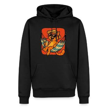 Chat d’été dans un hamac - Sweat à capuche Premium bio Homme - noir - Devant - Nico (187cm)