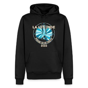 Retraité legende 2022 Idée Cadeau Homme - Sweat à capuche Premium bio Homme - noir - Devant - Nico (187cm)