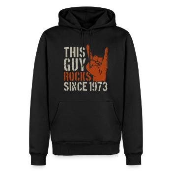 Dieser Kerl rockt seit 1973 Jahrgang Geburtstag - Männer Premium Bio Hoodie - Schwarz - Vorne - Nico (187cm)
