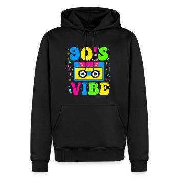 Stimmung der 90er Jahre Mode Mode der 90er Jahre Themen-Outfit der 90er Jahre Neunziger Jahre - Männer Premium Bio Hoodie - Schwarz - Vorne - Nico (187cm)