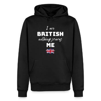 British humor nothing scares me - Men’s Premium Organic Hoodie - black - Front - Nico (187cm)