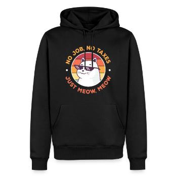 No Job No Taxes, Funny Cat - Men’s Premium Organic Hoodie - black - Front - Nico (187cm)
