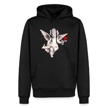 Cupid with Rose - Men’s Premium Organic Hoodie - black - Front - Nico (187cm)