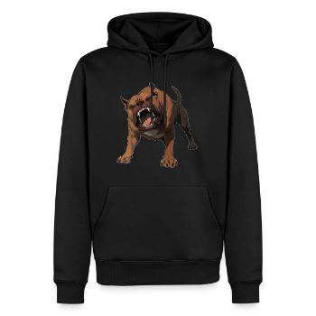 Pitbull agressif - Pitbulldesign - Sweat à capuche Premium bio Homme - noir - Devant - Nico (187cm)