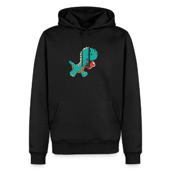 Dino pizza - Men’s Premium Organic Hoodie - black - Front - Nico (187cm)