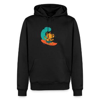 Chien de surf - Sweat à capuche Premium bio Homme - noir - Devant - Nico (187cm)