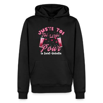 Juste toi et moi pour la Saint Valentin - Sweat à capuche Premium bio Homme - noir - Devant - Nico (187cm)