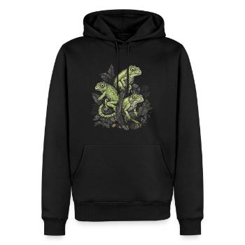 Caméléons Branche Reptiles Caméléon - Sweat à capuche Premium bio Homme - noir - Devant - Nico (187cm)