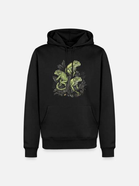 Chamäleons Ast Reptilien Chamäleon - Herre Premium økologisk hoodie - sort