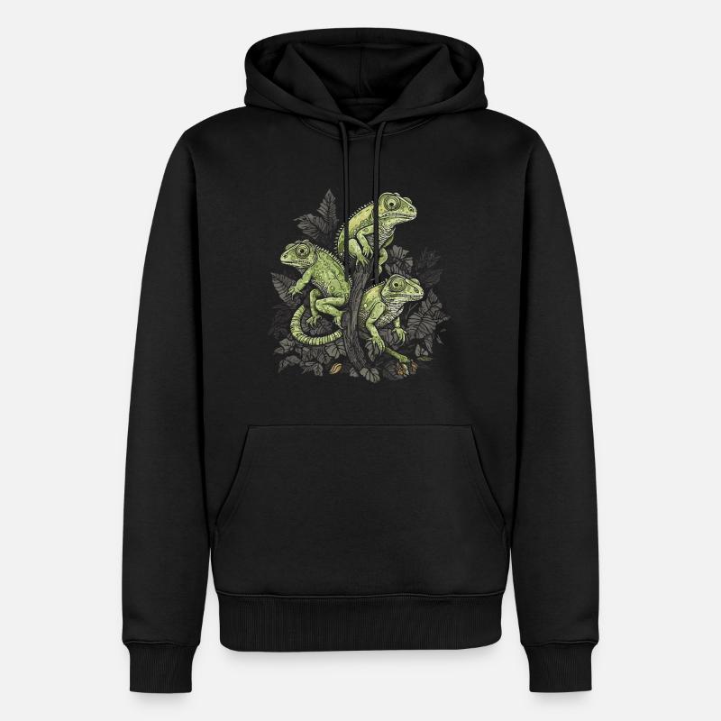 Caméléons Branche Reptiles Caméléon - Sweat à capuche Premium bio Homme - noir