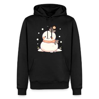 Süßer Weihnachts Schneemann - Festtags-Design - Männer Premium Bio Hoodie - Schwarz - Vorne - Nico (187cm)