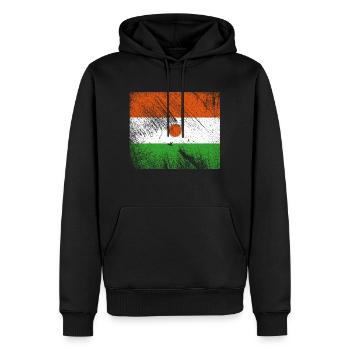 Drapeau du Niger - Grunge Vintage - Sweat à capuche Premium bio Homme - noir - Devant - Nico (187cm)