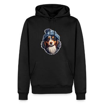 Chien de neige avec écharpe et flair d’hiver - Sweat à capuche Premium bio Homme - noir - Devant - Nico (187cm)