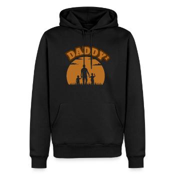 Fier Père Kid Garçon Marron - Sweat à capuche Premium bio Homme - noir - Devant - Nico (187cm)