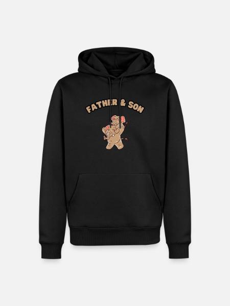 Elephant Family Father & Son - Men’s Premium Organic Hoodie - black