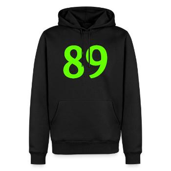 issue 89 - Men’s Premium Organic Hoodie - black - Front - Nico (187cm)
