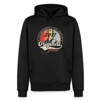Juin 2011 Original 2011 Anniversaire 2011 Juin - Sweat à capuche Premium bio Homme - noir - Devant - Nico (187cm)