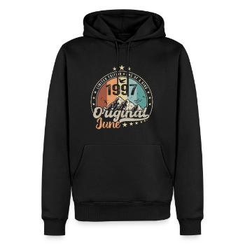 Juin 1997 Retro Vintage Cadeau d’anniversaire 1997 - Sweat à capuche Premium bio Homme - noir - Devant - Nico (187cm)