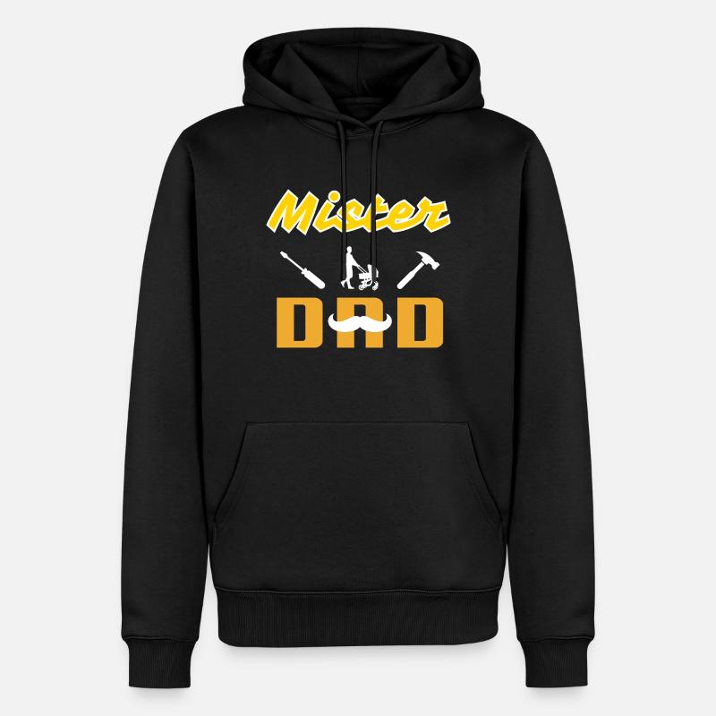Mister Dad Moustache Blanche - Sweat à capuche Premium bio Homme - noir
