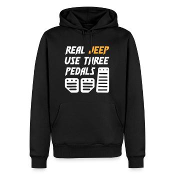 Real Jeeps Use Three Pedals - Men’s Premium Organic Hoodie - black - Front - Nico (187cm)