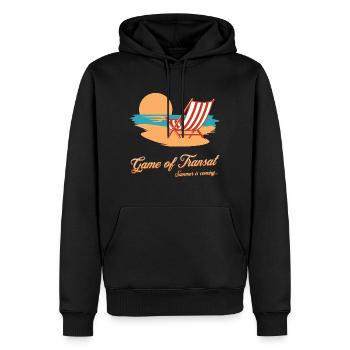 Spiel von Transat - Der Sommer kommt - Männer Premium Bio Hoodie - Schwarz - Vorne - Nico (187cm)