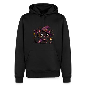 Chaton Sorcière - Sweat à capuche Premium bio Homme - noir - Devant - Nico (187cm)
