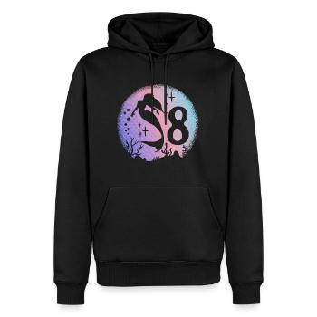 Sirène Anniversaire Fille 8 ans Sirène - Sweat à capuche Premium bio Homme - noir - Devant - Nico (187cm)
