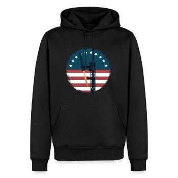 Space travel - rocket - gripper arms - interception - Men’s Premium Organic Hoodie - black - Front - Nico (187cm)