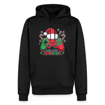 Passez au niveau supérieur pour le thème Noël Gamer - Sweat à capuche Premium bio Homme - noir - Devant - Nico (187cm)
