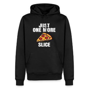 Pizza Slice Design mit Spruch - Männer Premium Bio Hoodie - Schwarz - Vorne - Nico (187cm)