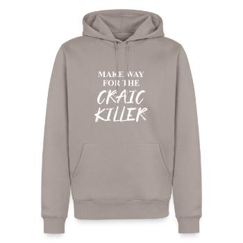 Craic Killer - Men’s Premium Organic Hoodie - taupe - Front - Nico (187cm)