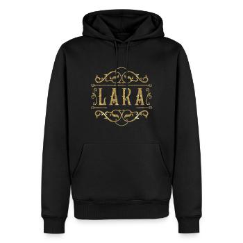Lara or - Sweat à capuche Premium bio Homme - noir - Devant - Nico (187cm)