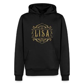 Lisa or - Sweat à capuche Premium bio Homme - noir - Devant - Nico (187cm)