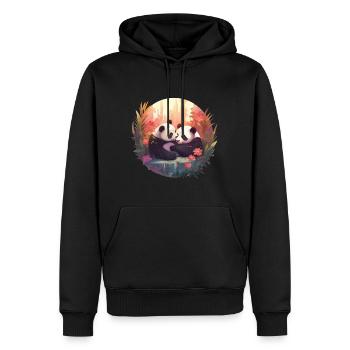 Cutee Hug' Pandas - Men’s Premium Organic Hoodie - black - Front - Nico (187cm)
