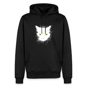 weiß Katze, fluffy cat - Männer Premium Bio Hoodie - Schwarz - Vorne - Nico (187cm)