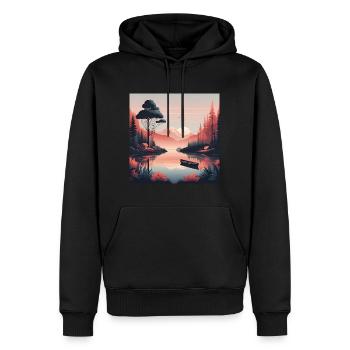 Le calme - Sweat à capuche Premium bio Homme - noir - Devant - Nico (187cm)