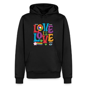 LOVE is Love LGBTQ Rainbow Pride - Men’s Premium Organic Hoodie - black - Front - Nico (187cm)