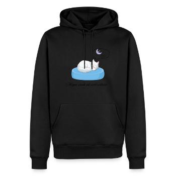 Morgen werde ich nicht arbeiten - Männer Premium Bio Hoodie - Schwarz - Vorne - Nico (187cm)