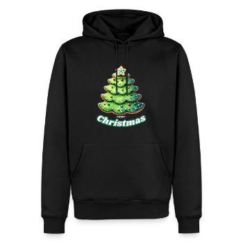 Merry Christmas, ideal für Weihnachten, Hingucker - Männer Premium Bio Hoodie - Schwarz - Vorne - Nico (187cm)