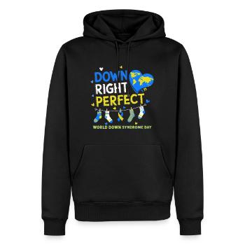 Down Right Perfect World Down Syndrome Day Gift - Männer Premium Bio Hoodie - Schwarz - Vorne - Nico (187cm)