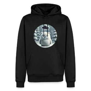 Eisbär im eisigen Regen - Männer Premium Bio Hoodie - Schwarz - Vorne - Nico (187cm)