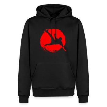 Ciseaux de football Homme Rouge - Sweat à capuche Premium bio Homme - noir - Devant - Nico (187cm)