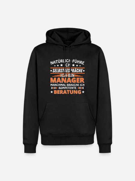 Ich führe Selbstgespräche - Manager Edition - Männer Premium Bio Hoodie - Schwarz
