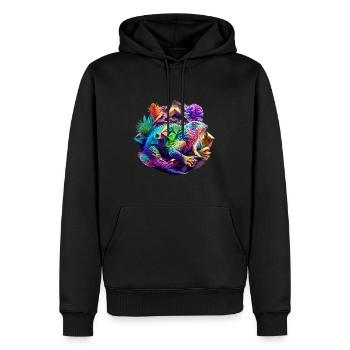 Geometrische Fauna, Leguan, Geo wild - Männer Premium Bio Hoodie - Schwarz - Vorne - Nico (187cm)
