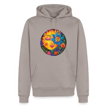 Motif de soleil - Sweat à capuche Premium bio Homme - taupe - Devant - Nico (187cm)
