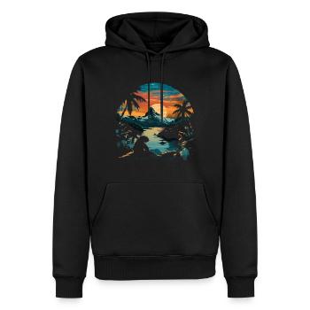 Sloth Sloth Animal Sloth Wilderness Beach Palm Trees - Men’s Premium Organic Hoodie - black - Front - Nico (187cm)