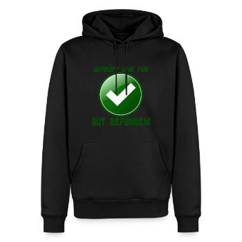 Geprüft und für GUT befunden - Männer Premium Bio Hoodie - Schwarz - Vorne - Nico (187cm)